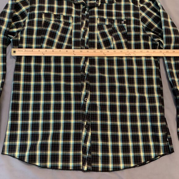 Deep Current Shirt Mens Large Black Blue Plaid Button Down Casual Long Sleeve - Picture 3 of 6